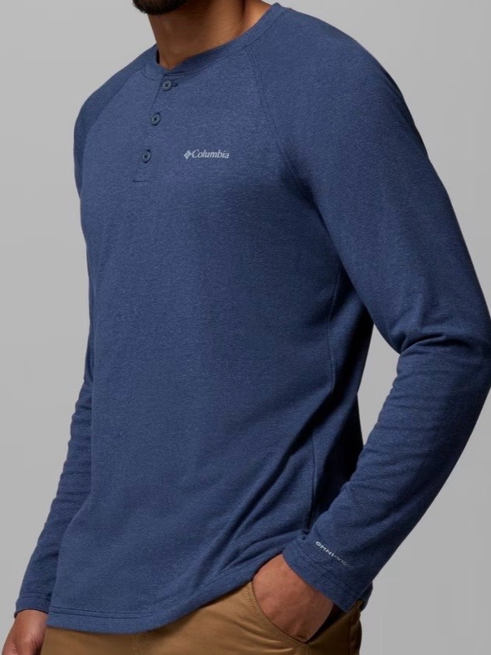 Columbia Men's Slate Blue‎ Long Sleeve Henley
